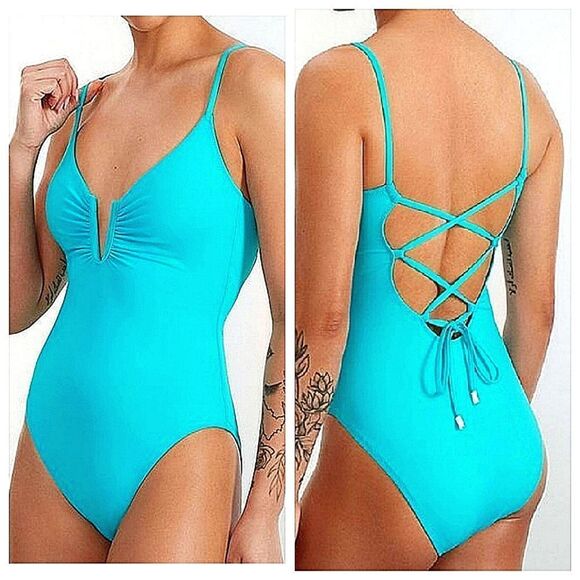 Sanctuary Swim Women's Sandbar Solids V-Wire One-Piece Swimsuit Size Medium - Picture 1 of 11